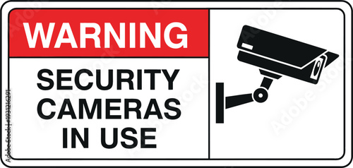 Security Camera Warning Sign with CCTV Surveillance Symbol and Monitoring Notice Board Design