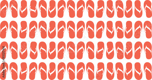 Summer flip flops seamless vector pattern in red for beach holiday backgrounds