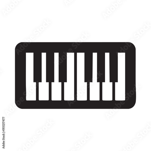 A simple black and white keyboard icon on a white background