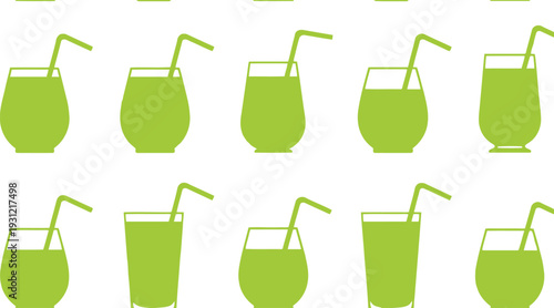 Green Juice Vector Pattern Seamless Background for Summer Drink and Beverage Designs