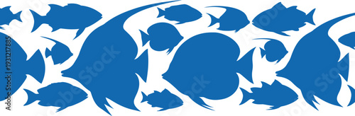 Seamless Blue Fish Vector Pattern for Nautical and Marine Design Projects