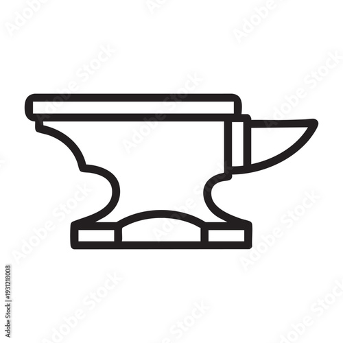 A black line drawing of an anvil on a white background