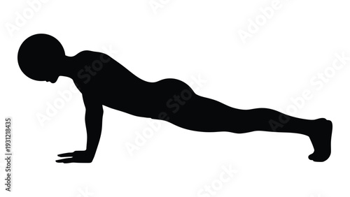 A person performing a push-up exercise isolated on white background, Vector