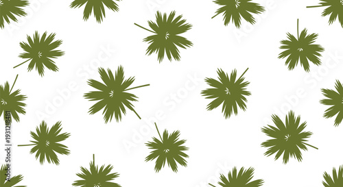 Green palm leaves seamless vector pattern on white background for tropical summer design