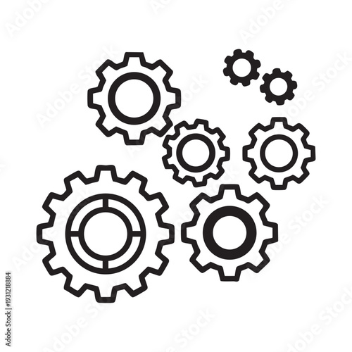 A group of gears on a white background