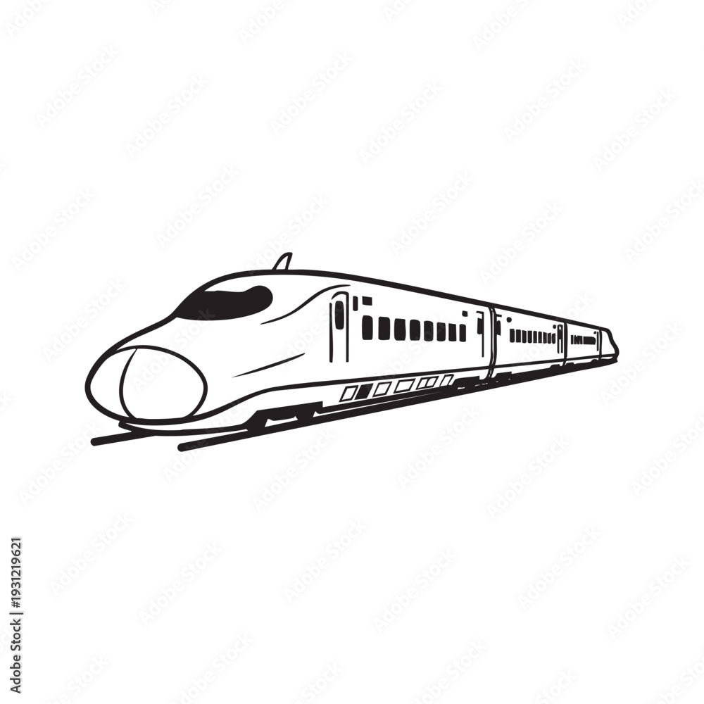 Fototapeta premium A black and white drawing of a bullet train