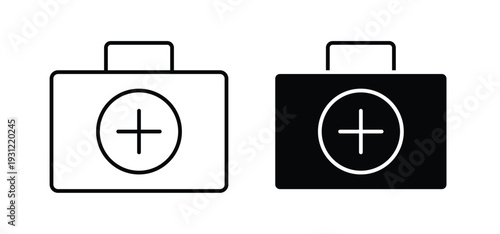 First aid box icon. black and white line icons pack.