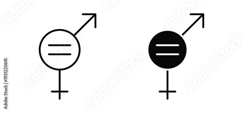 Gender equality icon. black and white line icons pack.