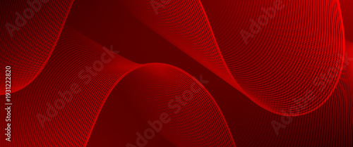 Sophisticated Red Digital Waves. A dramatic dark vector background featuring luminous crimson parallel lines in a fluid, elegant wave. Ideal for luxury branding, tech headers, and bold covers.