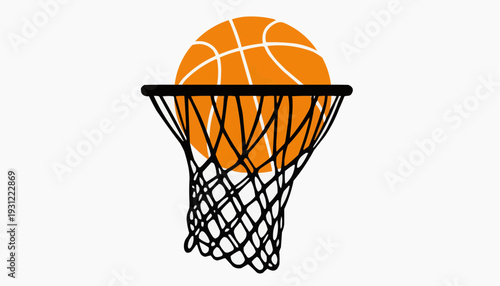 Basketball Hoop with Ball – Sports Emblem Illustration