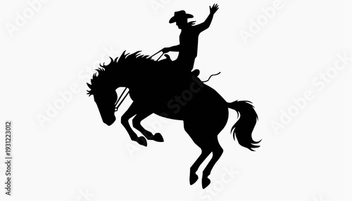 Cowboy Riding Bucking Horse – Rodeo Silhouette Illustration