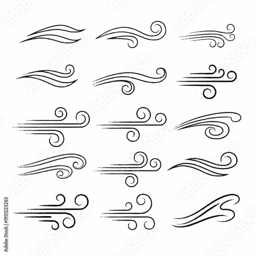 Collection of Wind and Air Motion Icons.