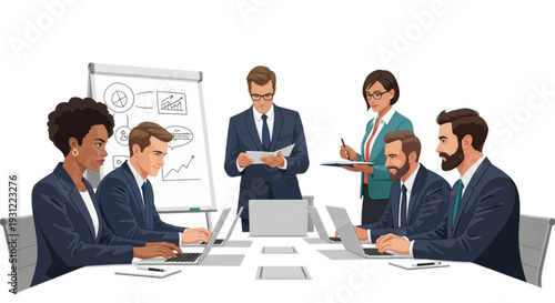 Diverse Business Team Collaborating in a Modern Office Meeting