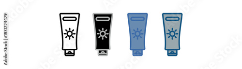 
Sunscreen bottle icon set multiple style collection with sunscreen bottle design