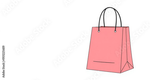 Blank red paper shopping bag with handles isolated on a white background for retail merchandise or gift packaging in a store market