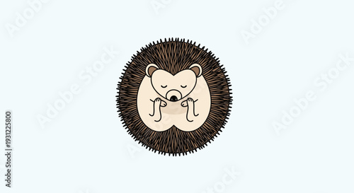 Cartoon hedgehog with closed eyes in a relaxed pose on a white background