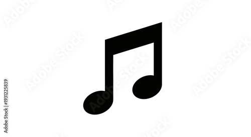 Black musical note isolated against white background for design or education