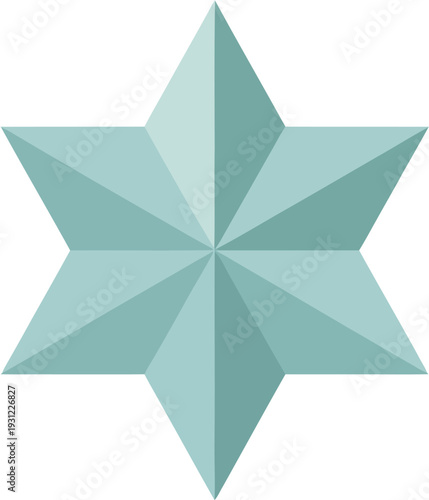 Geometric star illustration with eight points and symmetrical design viewed from directly above