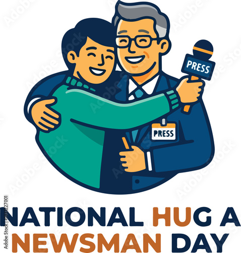 Heartwarming scene of a person hugging a newsman on National Hug a Newsman Day, spreading joy and appreciation for journalists