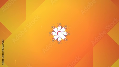White Flower Icon on Colorful Gradient Background.