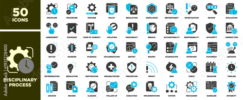 Disciplinary Process Icon Sheet Glyph Color