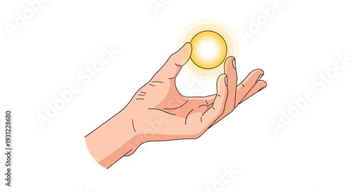 Hand holding glowing sun or light orb, conceptual image