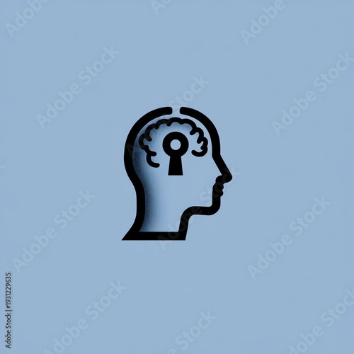 Wallpaper Mural Head profile outline with keyhole and floating key symbol Torontodigital.ca