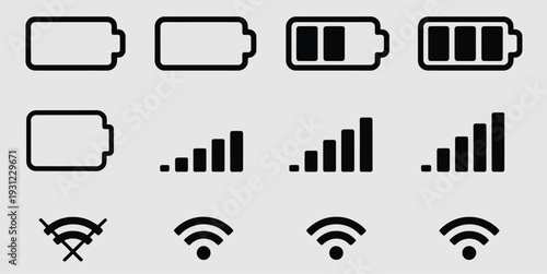 Battery and signal strength icons for technology