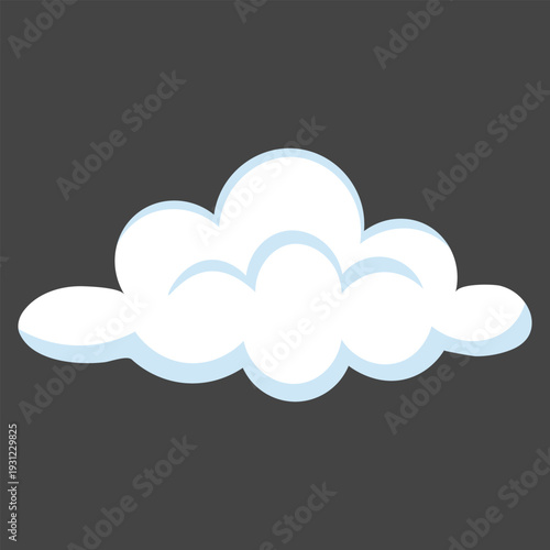 A distinct white cloud composed of three large puffy sections. Features soft blue shadows to define depth, making it a great standalone asset for skies and weather icons.