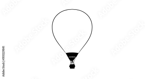 Minimalist hot air balloon silhouette on white background