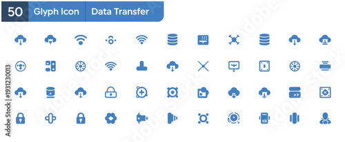 Cloud, network, and data transfer icons