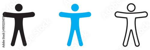 Universal Accessibility Icon . Universal accessibility symbol showing human figure , representing inclusion, equal access, disability rights, and barrier free design.