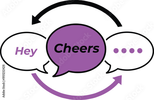 A colorful graphic depicting a conversation with a toast