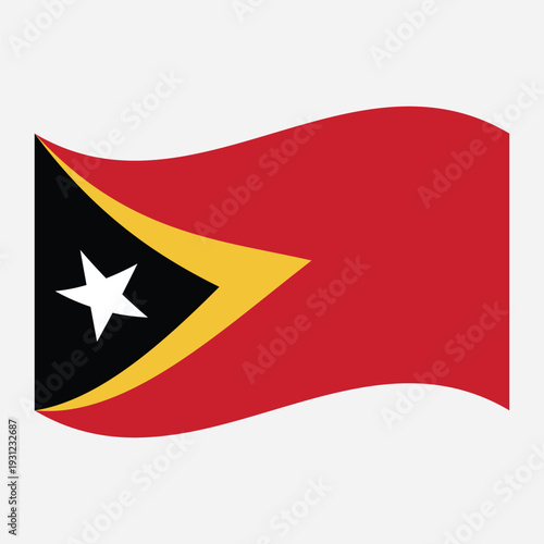 Waving flag of Timor-Leste isolated on white background, national flag and symbol of the Democratic Republic of Timor-Leste