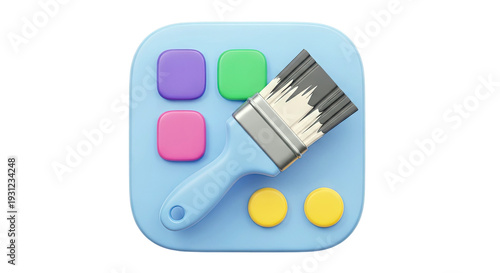 3D App Icon: Paintbrush and Color Swatches