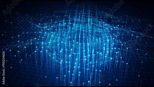 A mesmerizing digital landscape of interconnected blue dots and lines