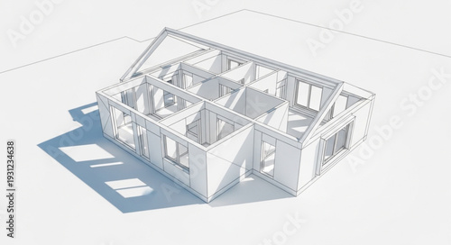 Architectural model of a house under construction.
