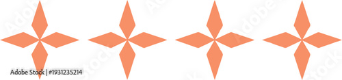 A row of four identical orange flowers Vector