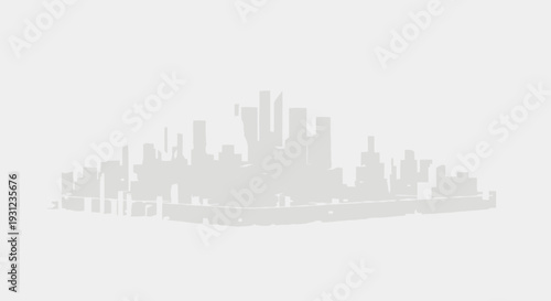Silhouette of a modern cityscape against a bright background conceptual artwork