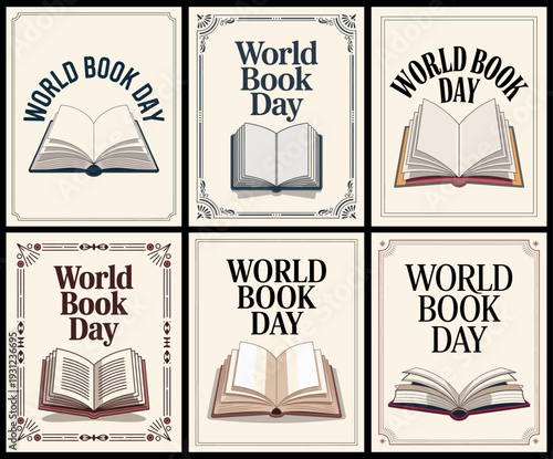 World Book Day with Open Book Illustrations Collection