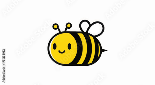 Cartoon Bee Character with Smiling Face.
