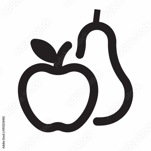 Vector icon of an apple and a pear, representing healthy eating and fresh produce