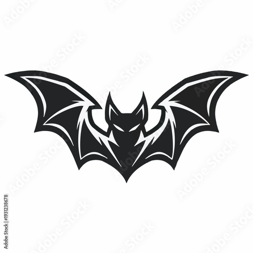 Striking monochrome emblem of a nocturnal creature, showcasing a formidable bat with open wings, embodying mystery and agility for powerful visual themes