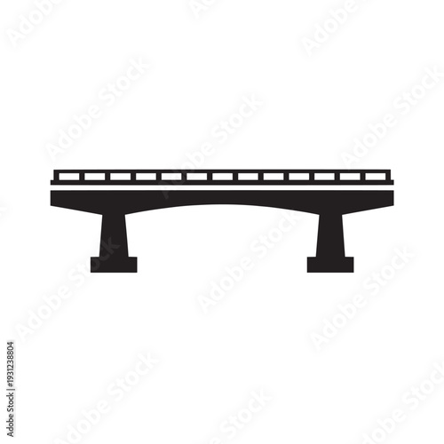 Black silhouette of a bridge with railings on white