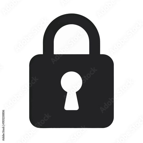 A Black Silhouette of a Padlock, Symbolizing Security, Protection, and Data Safety