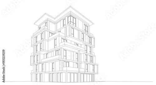Architectural sketch of a modern multi-story building.