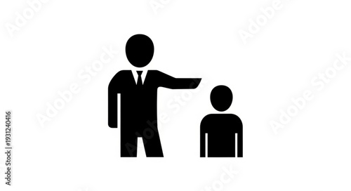 Business man pointing at another person icon.