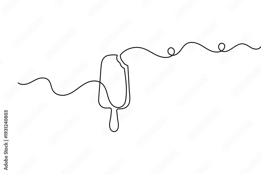 Obraz premium Popsicle line art drawing minimalist ice cream bar outline vector illustration on white background