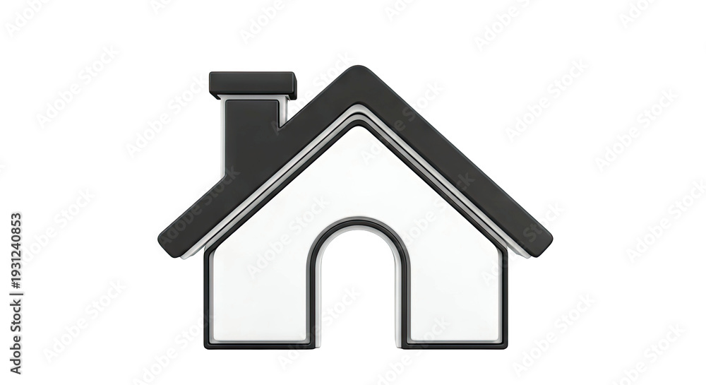 Fototapeta premium 3D Icon of a House with a Chimney
