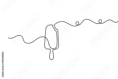 Popsicle line art drawing minimalist ice cream bar outline vector illustration on white background